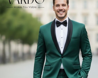 Men’s Emerald Green Tuxedo Suit – Classic Shawl Lapel Two Piece Formal Wear
