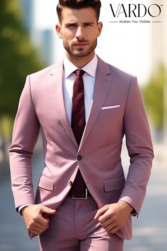 Traje formal elegante de dos piezas en rosa empolvado para hombre Ropa elegante Traje a medida Tienda The Rising Sun Vardo Etsy Mexico