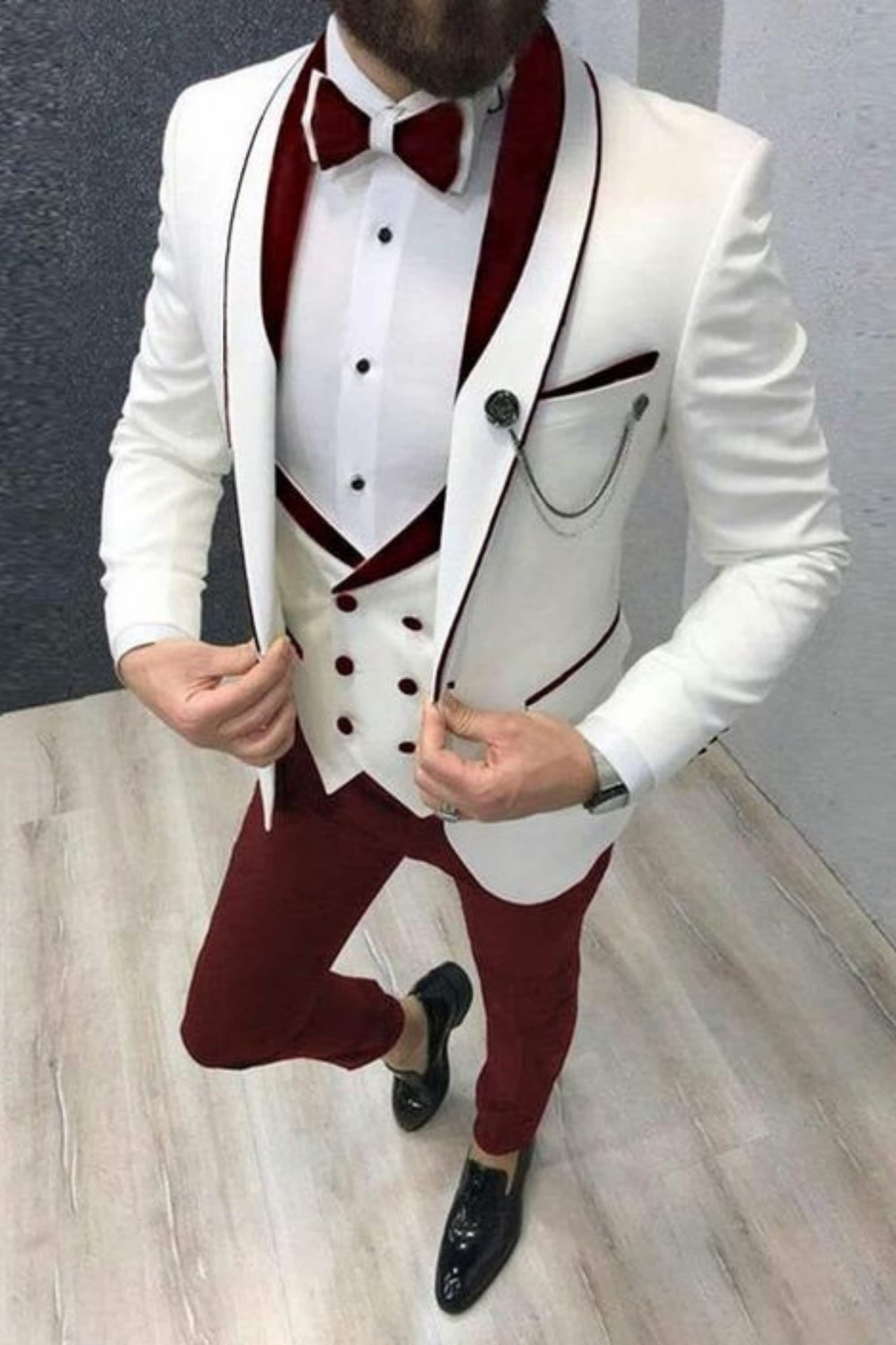 Men Suits 3 piece White Suits For Men Slim fit Suits One Etsy