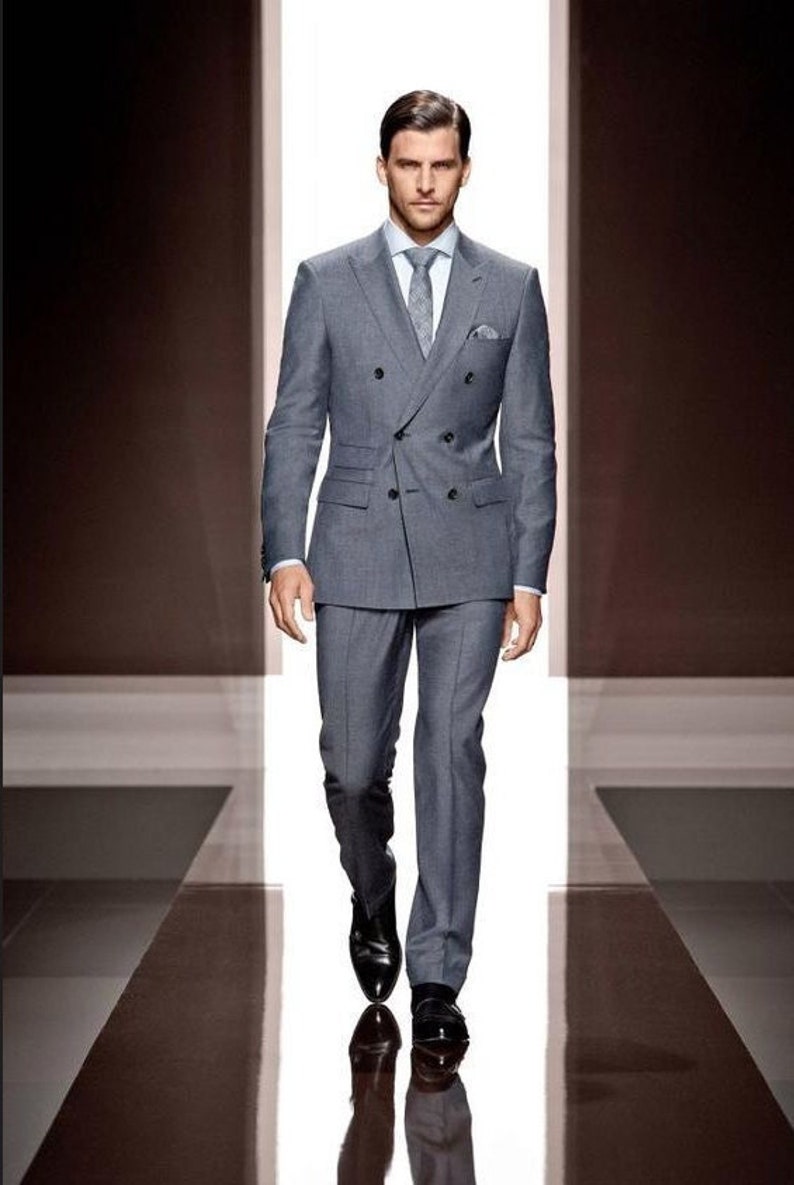 Men Suits Suits for Grey Two Piece Wedding Suit Double - Etsy
