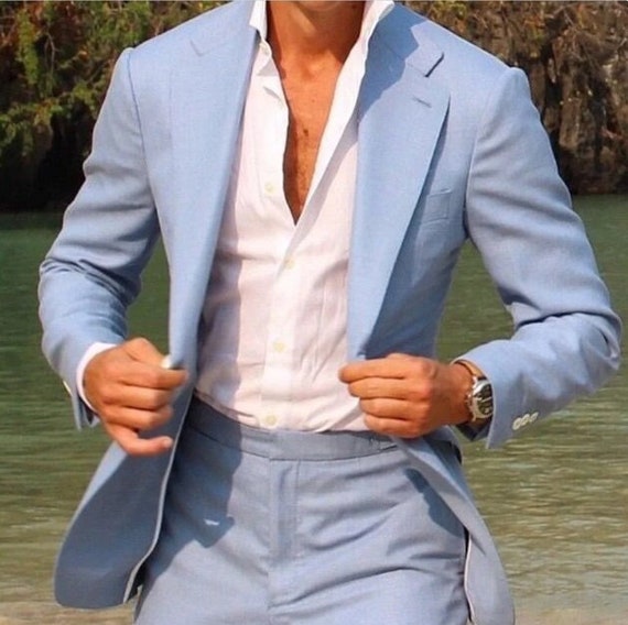 Sky Blue Two Piece Tuxedo Wedding Suits for Men Bespoke - Etsy