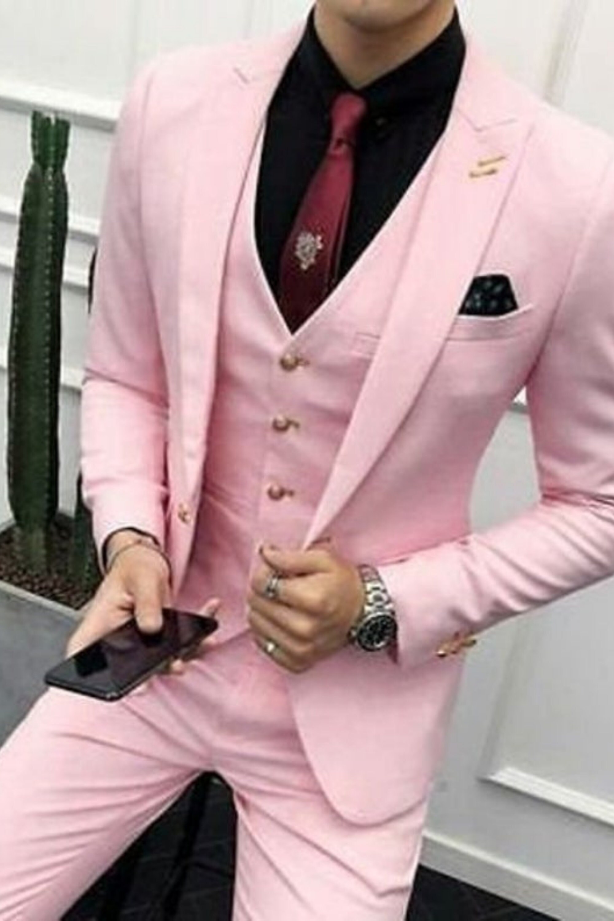 Men Suits 3 Piece Pink Suits for Men Slim Fit Suits One - Etsy