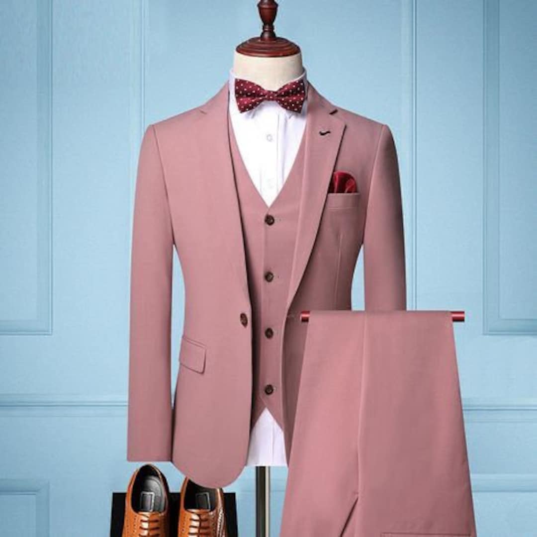Suits for Men Peach, Men Suits 3 Piece, Slim Fit Suits, One Button ...