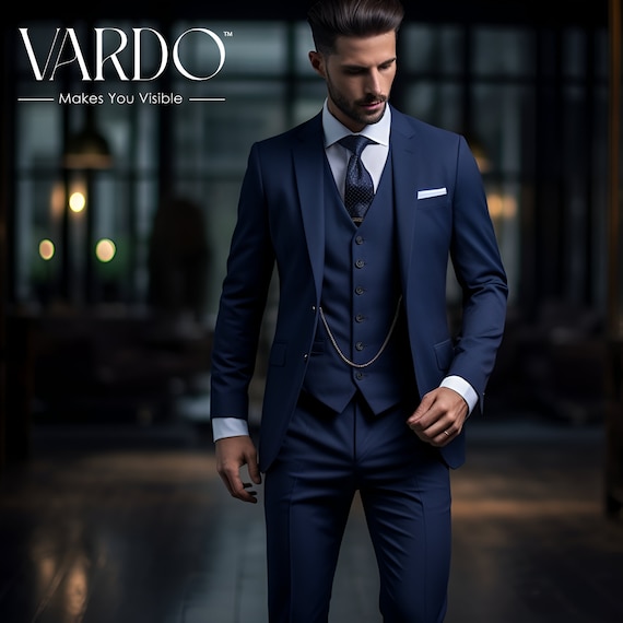 Buy Navy Blue Three Piece Suit for Men Slim Fit, Wedding, Formal