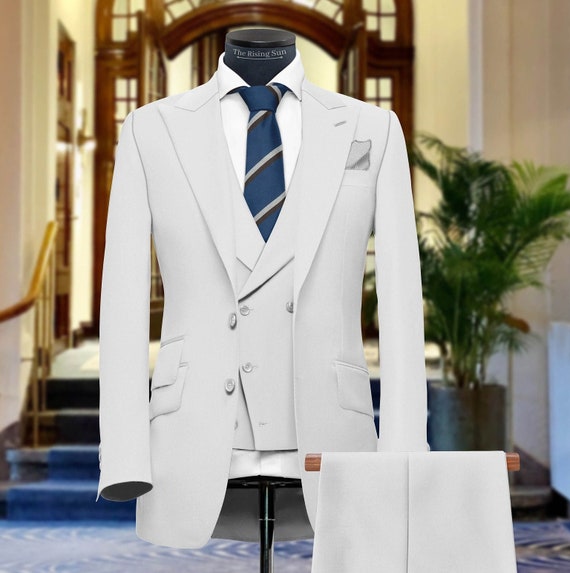 MOGU Mens 3 Piece White Dress Suit Set Size 32 India | Ubuy