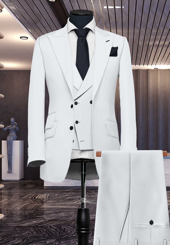 Men Suits Suits for Men White Three Piece Wedding Suit Formal Fashion Slim Fit Suit Prom Wear Etsy
