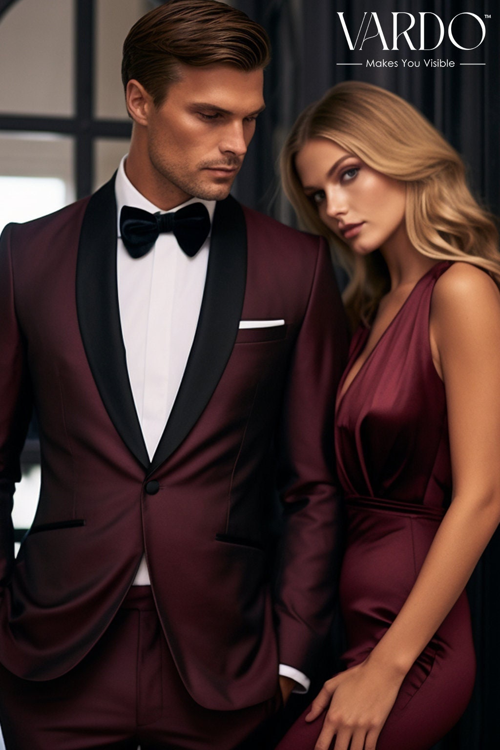 Burgundy tuxedo suit deals
