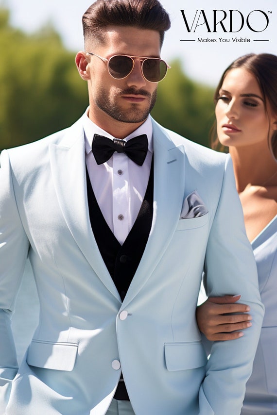 Stylish Formal Outfit Icy Blue Two Piece Suit for Men for Every Occasion Tailored Fit the Rising Sun Store Vardo Etsy