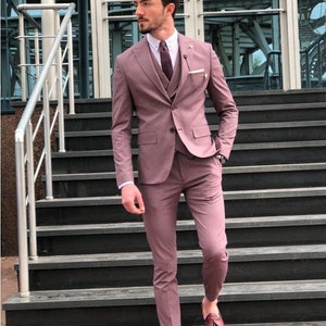 Suits For men dusty rose, Men Suits 3 piece, Slim fit Suits, One Button Suits, Tuxedo Suits, Dinner Suits, Wedding Groom suits,