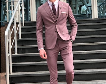 Suits For men dusty rose, Men Suits 3 piece, Slim fit Suits, One Button Suits, Tuxedo Suits, Dinner Suits, Wedding Groom suits,