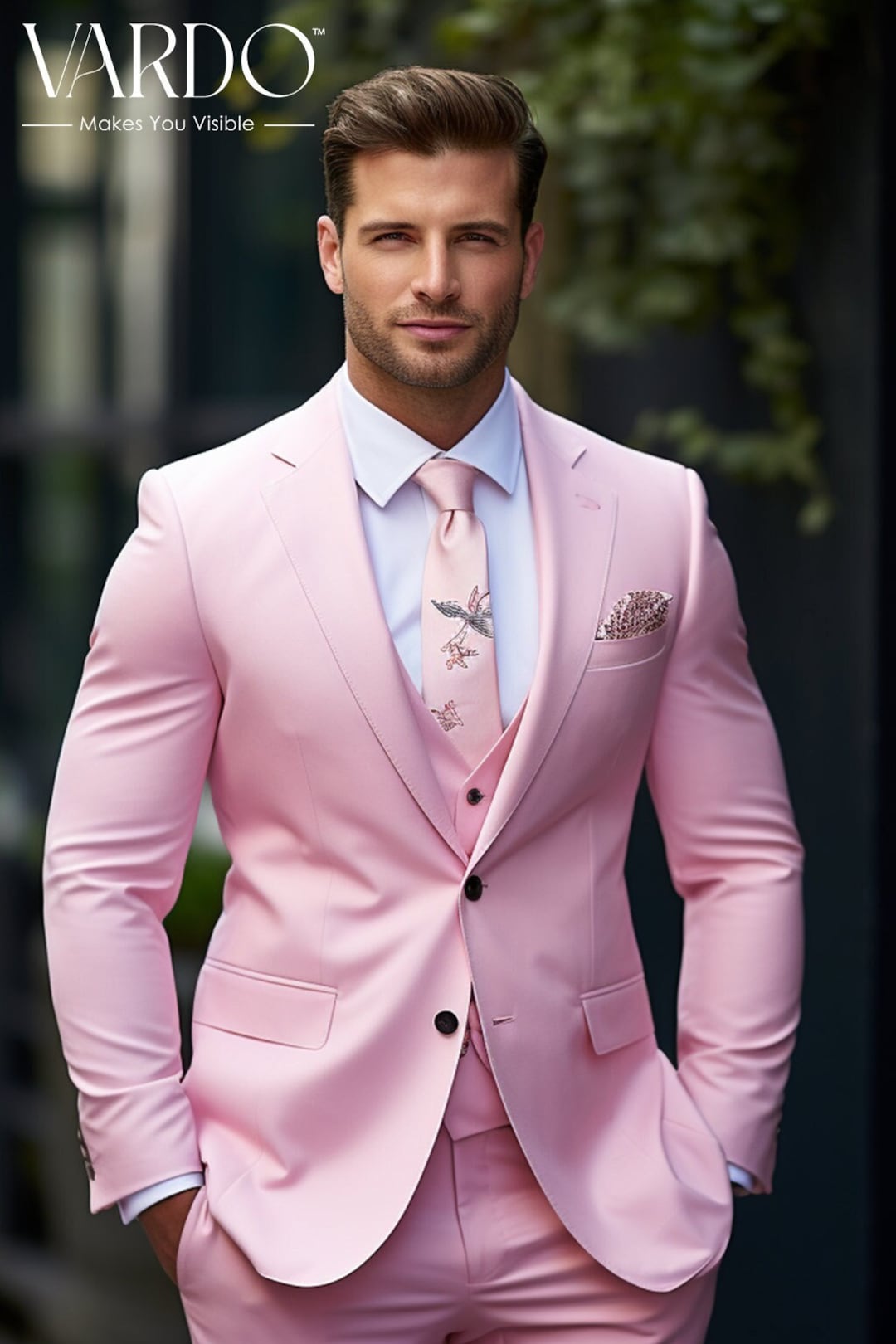 Elegant Light Pink Tuxedo Wedding Suit for Men Dapper Groom Attire ...