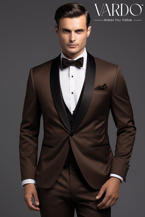 Elegant Coffee Brown Tuxedo Suit for Men Premium Formal Wear