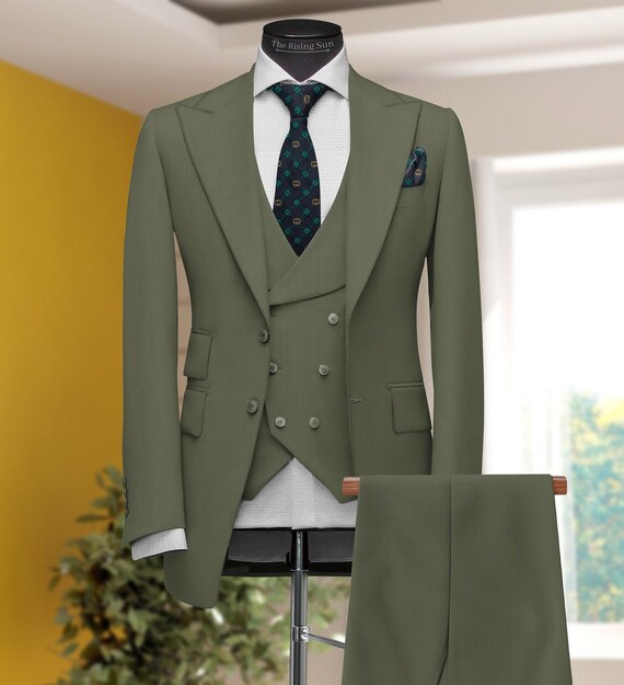 Men Suits Suits for Men Olive Green Three Piece Wedding Suit Etsy