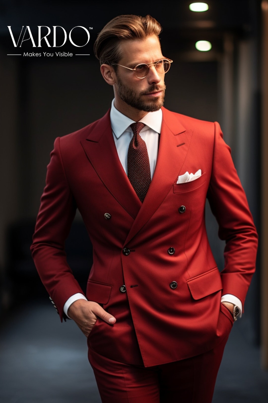Classic Red Doublebreasted Suit for Men Timeless Formal Attire, the