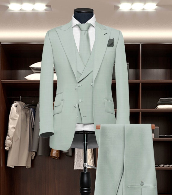 Men Suits Suits for Men Sage Green Three Piece Wedding Suit Etsy