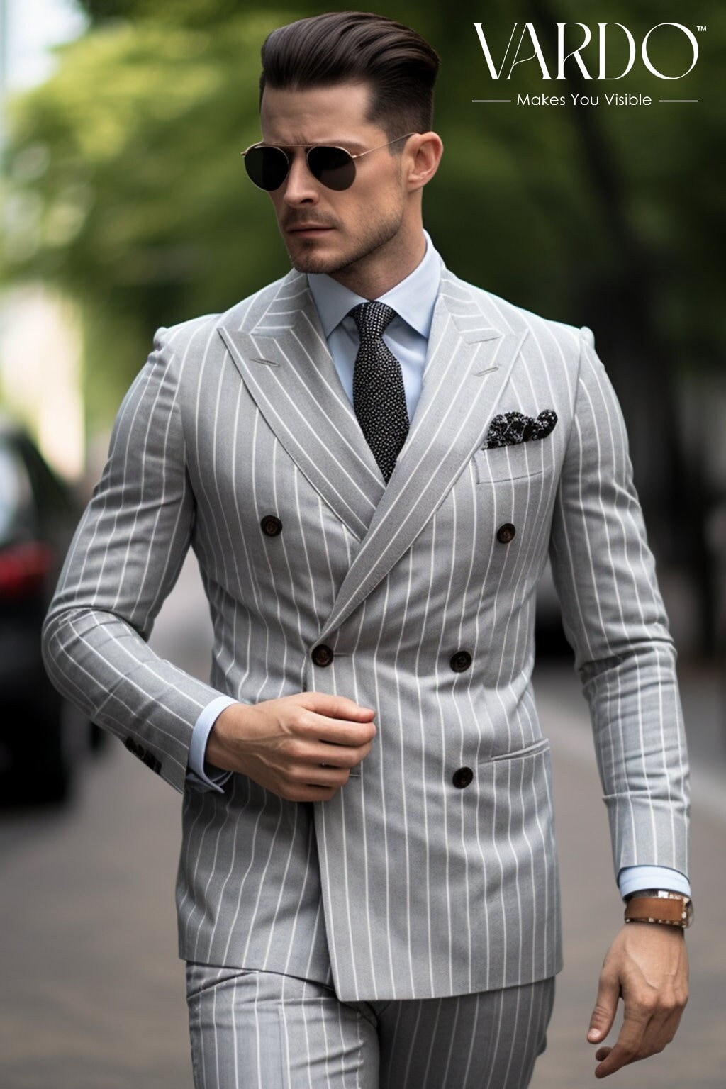 Dark Grey Striped Milano Suit in Pure Wool | SUITSUPPLY India