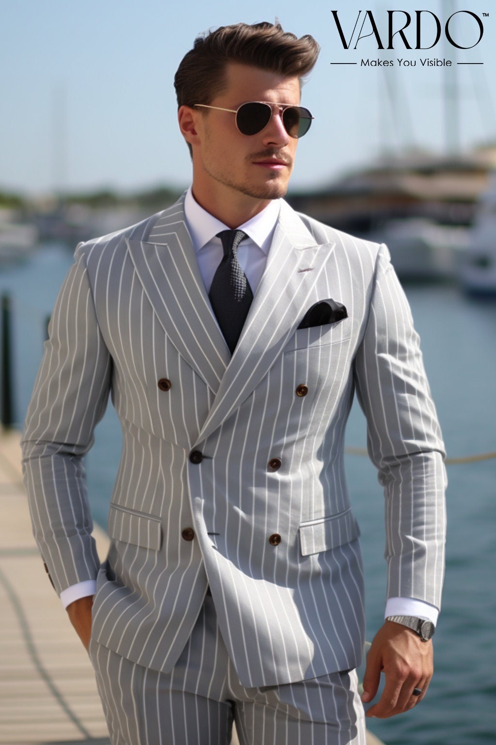 Special Occasion Men's Light Grey Stripe Double Breasted Suit Premium Suit  Tailored Suit the Rising Sun Store, Vardo -  Canada