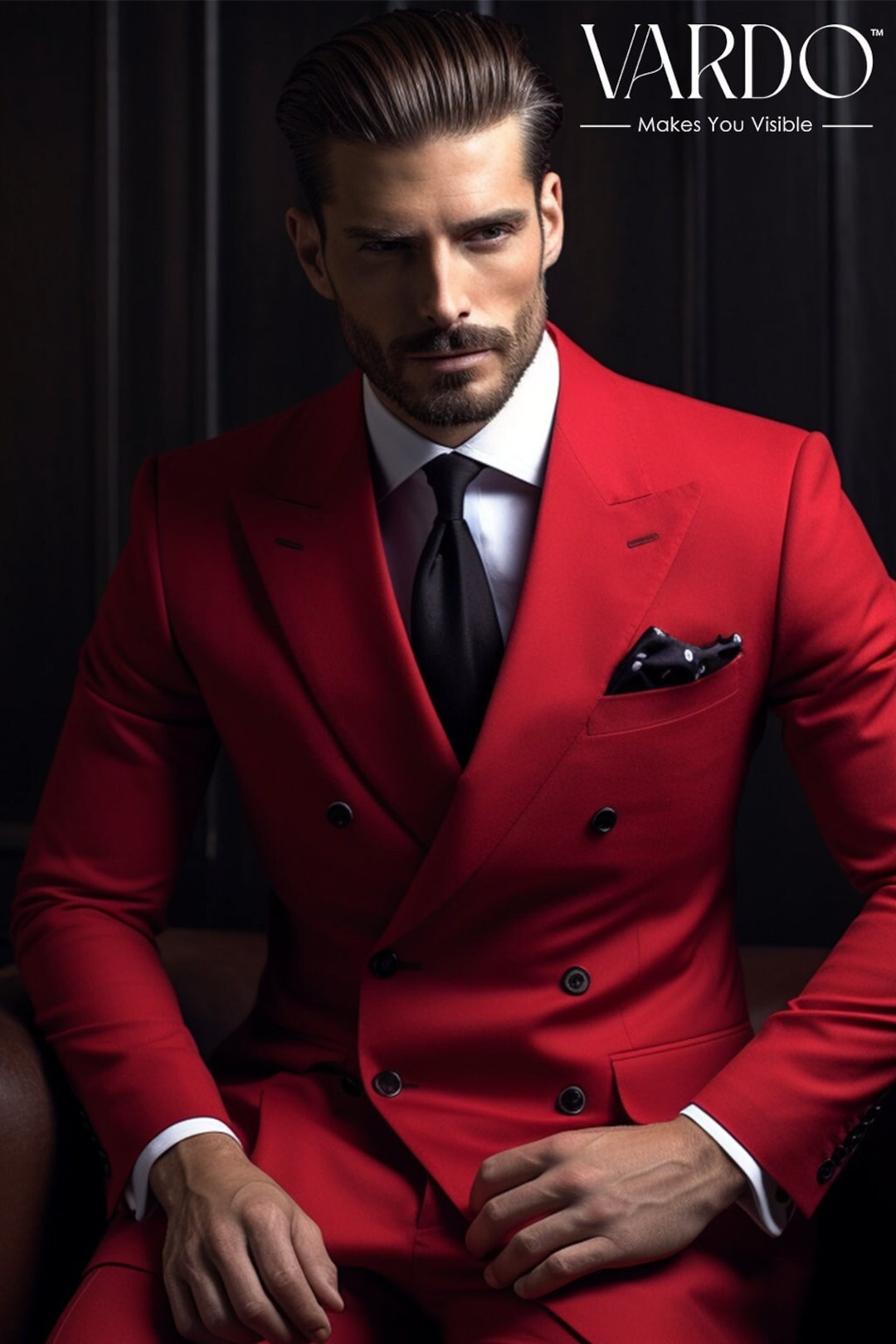 Stylish Red Double Breasted Suit for Men Elegant Fashion Tailored Suit