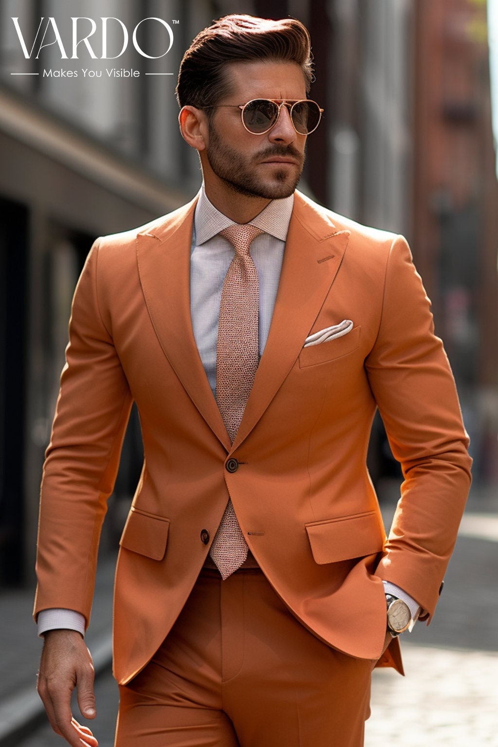 BURNT ORANGE 2 PIECE SLIM FIT SUIT – VARDO