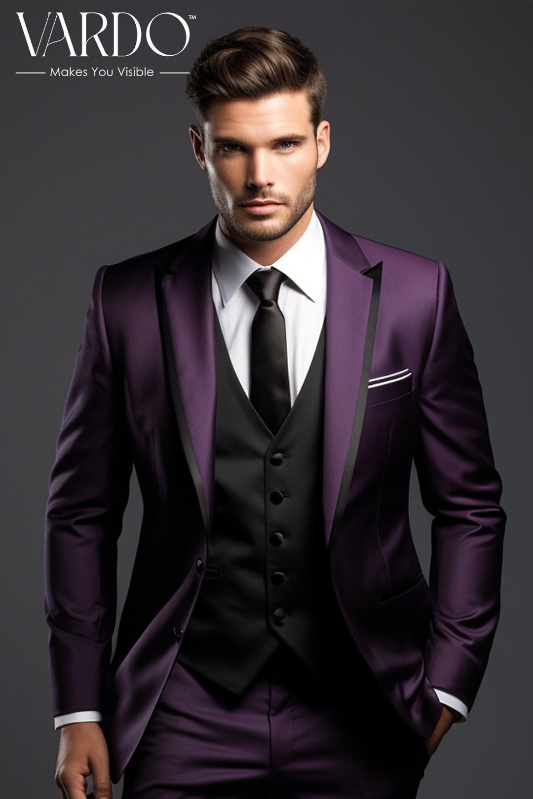 Men's Elite Purple Tuxedo Suit Sophisticated Wedding Etsy