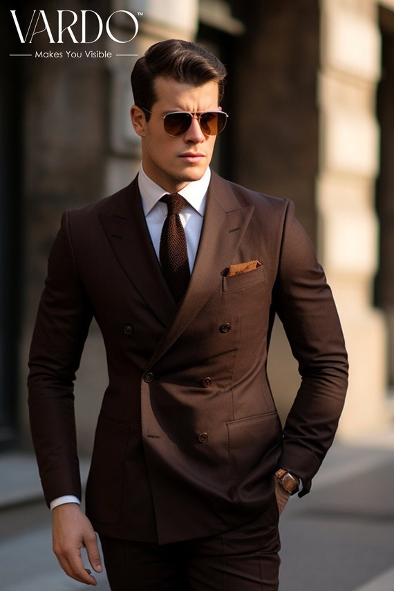 Tailored-Fit Double-Breasted Suit Blazer