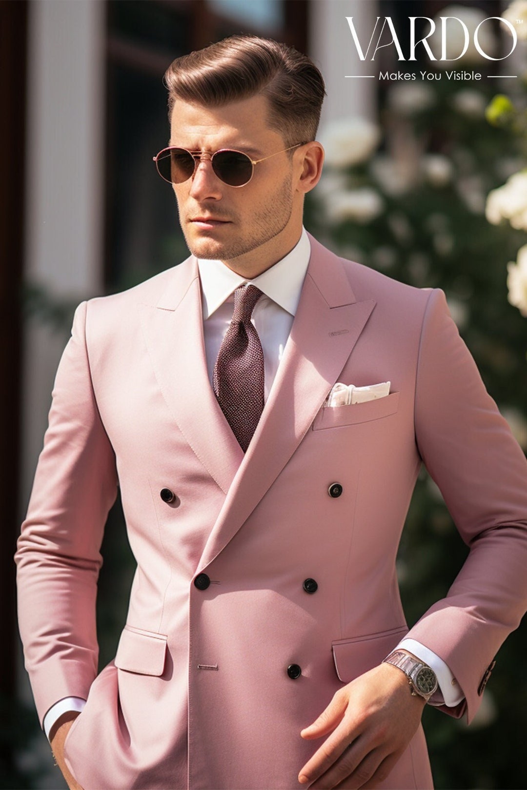 Dusty Rose Double Breasted Suit for Men Premium Men's Wedding Suit ...