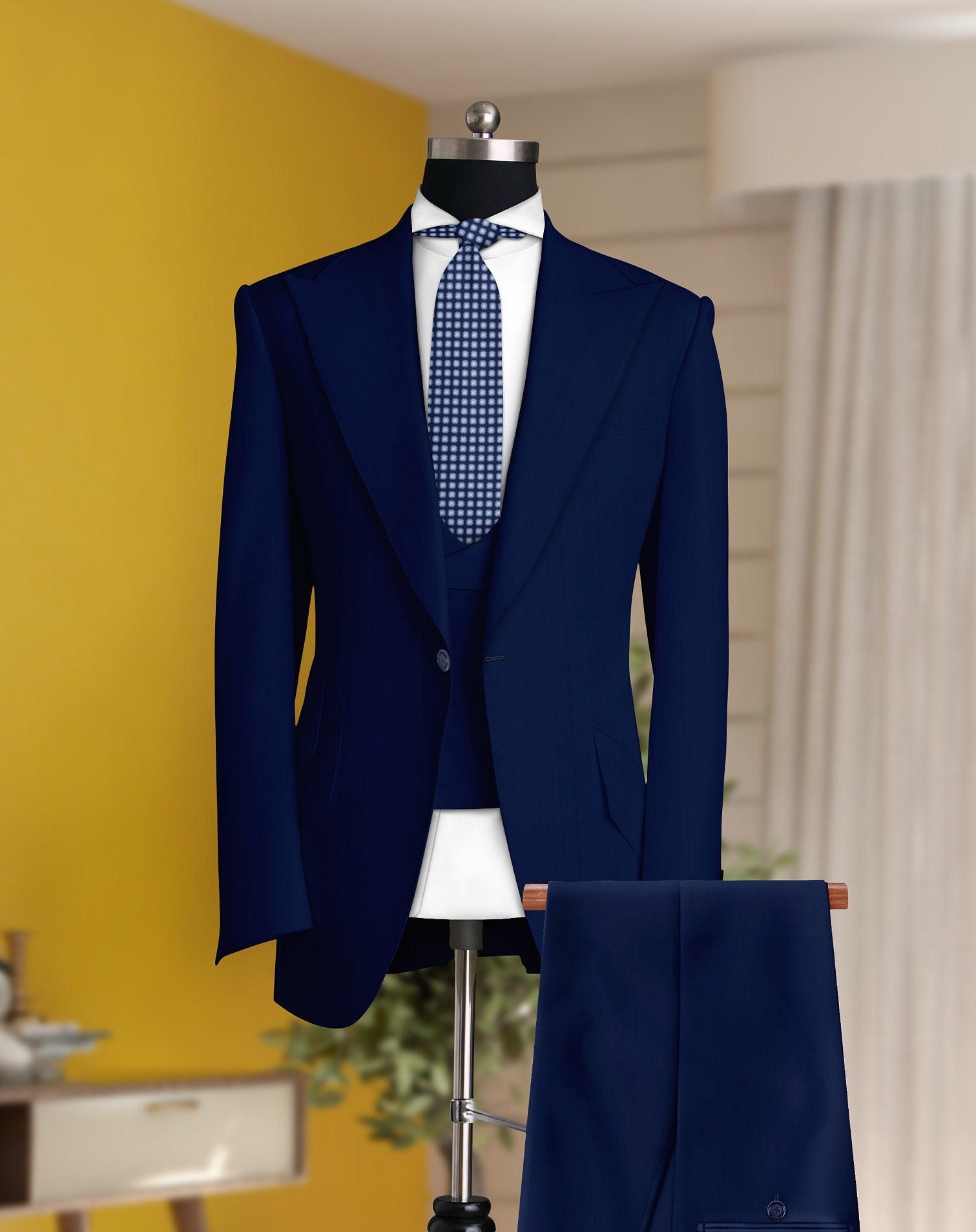 Men's Royal Blue 3 Piece Fashion Formal Suit Slim Fit One Button Prom  Dinner Wear Suit 