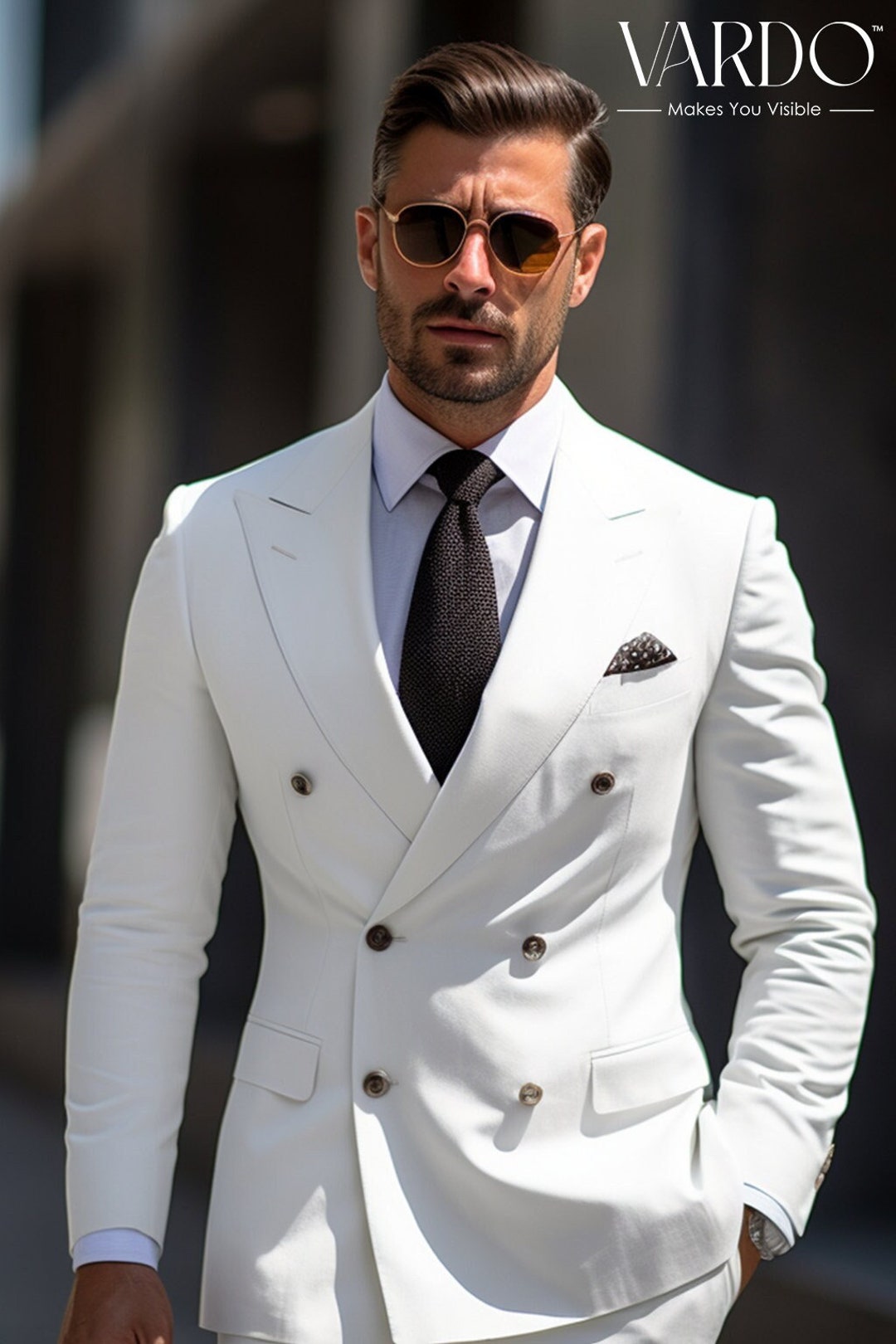 White Doublebreasted Suit for Men Elegant Wedding Suit the Rising — free download