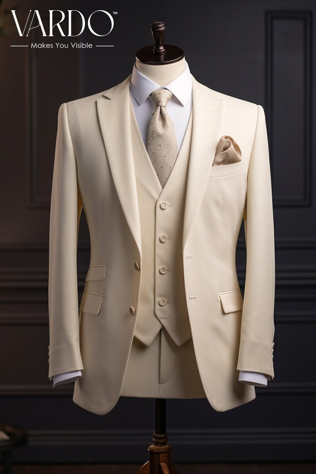 Premium Quality Ivory Three Piece Suit for Men Tailored Suit-the Rising ...