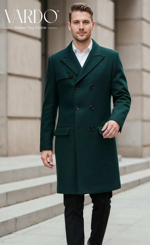 Men's Emerald Green Wool Double-breasted Trench Coat the Rising Sun Store X Vardo - Etsy Israel Men's Emerald Green Wool Double-breasted Trench Coat the Rising Sun Store X Vardo - Etsy Israel