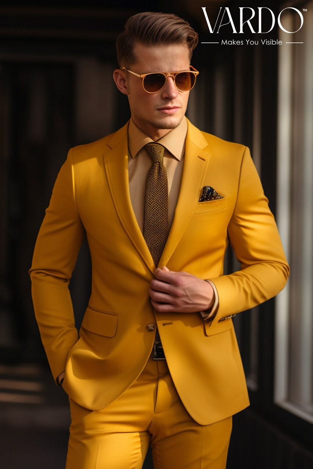 Madison Slim Fit Yellow Suit – MenSuitsPage