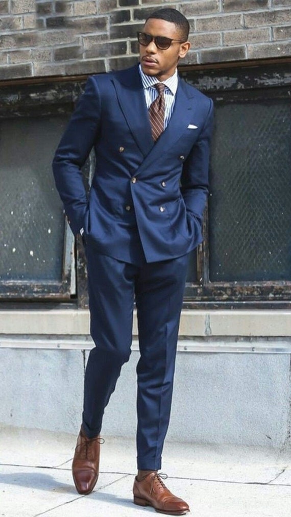Men Suits, Suits for Men , Blue Double Breast Suit , Formal Fashion Slim  Fit Suit, -  Norway