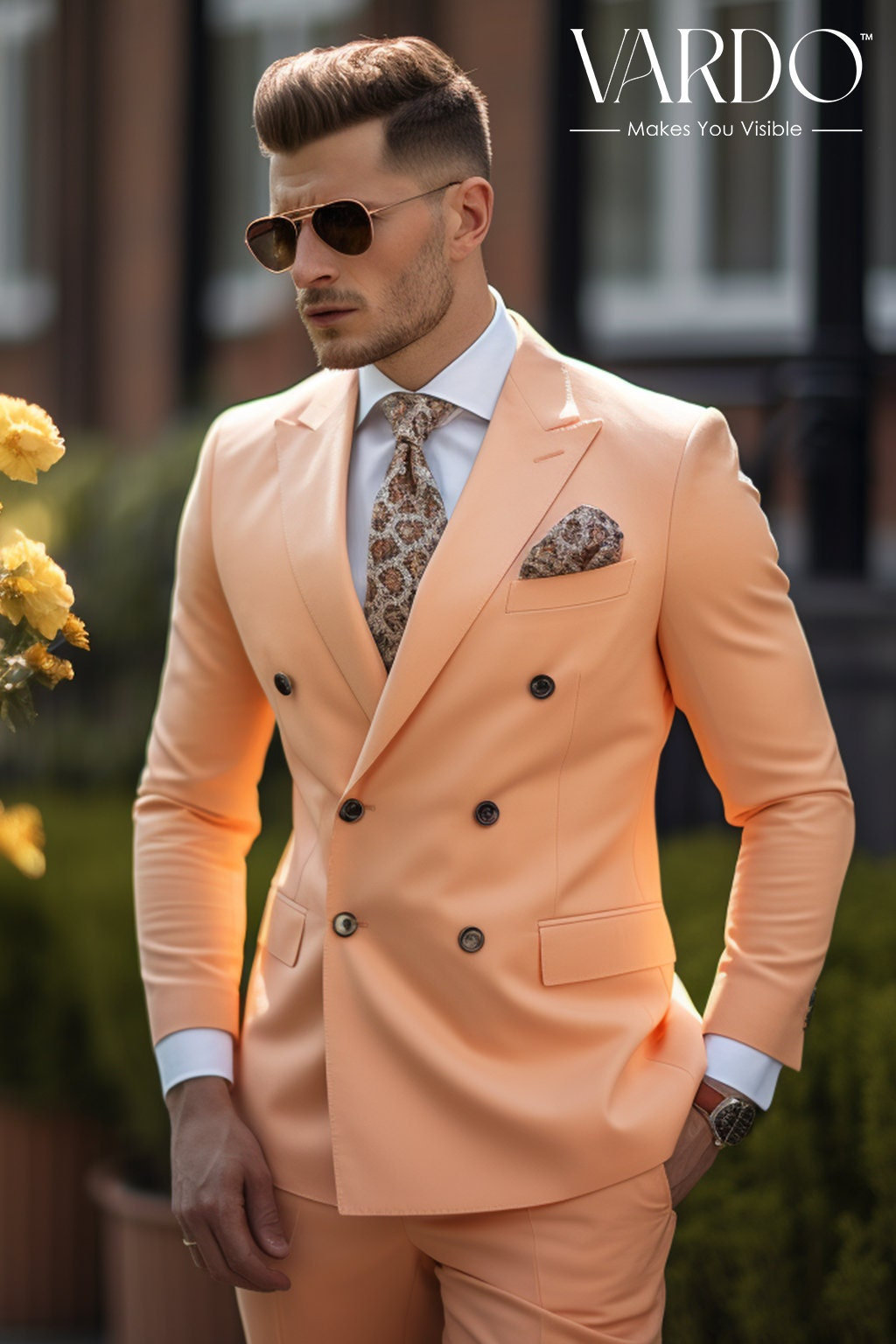 スーツ VINTAGE 80s Double breasted suit orange Men's Burnt Orange Double Breasted Suit Jacket | Made-to