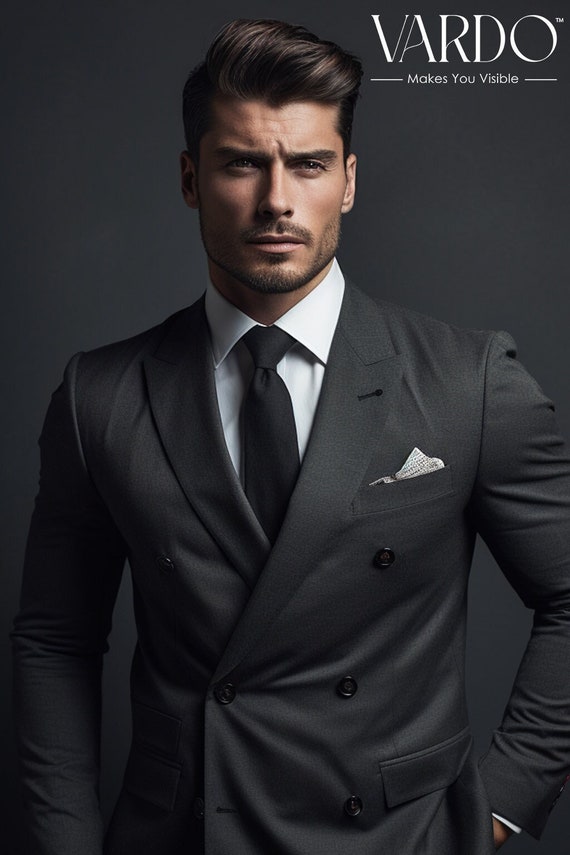 Premium Dark Grey Double Breasted Suit for Men Classic Fit Timeless Style Tailored Fit the Rising Sun Store Vardo Etsy UK