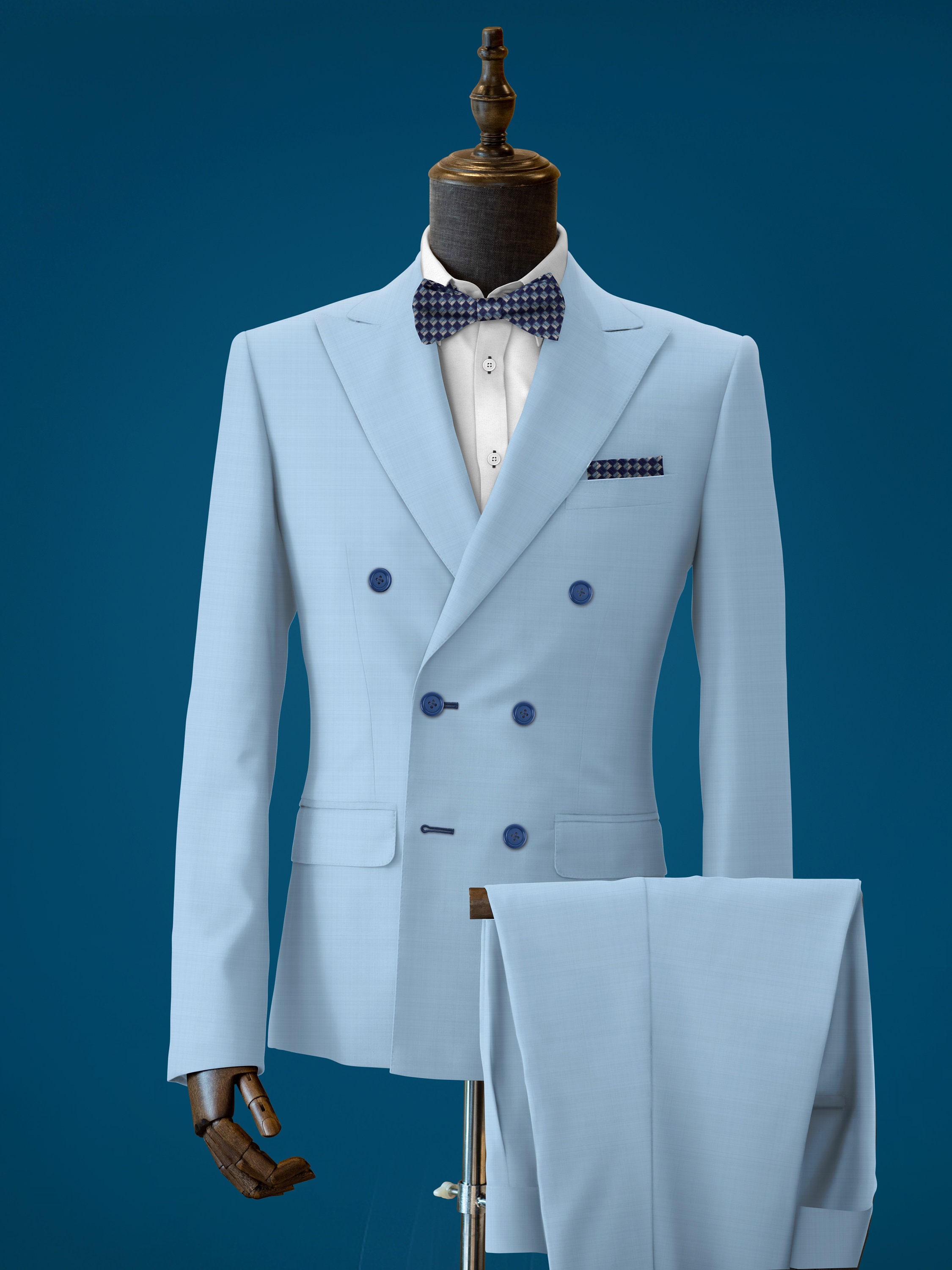 スーツ Double-breasted setup & shirt & tie Black Twill Weave Double Breasted Slim Fit Suit | Hawes and
