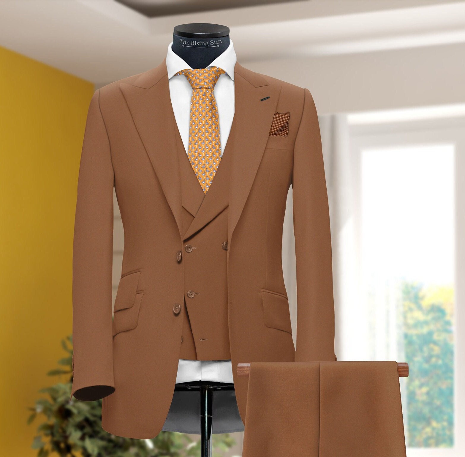 Light Brown Three-piece Suit: Elegant Formal Wear - Etsy India