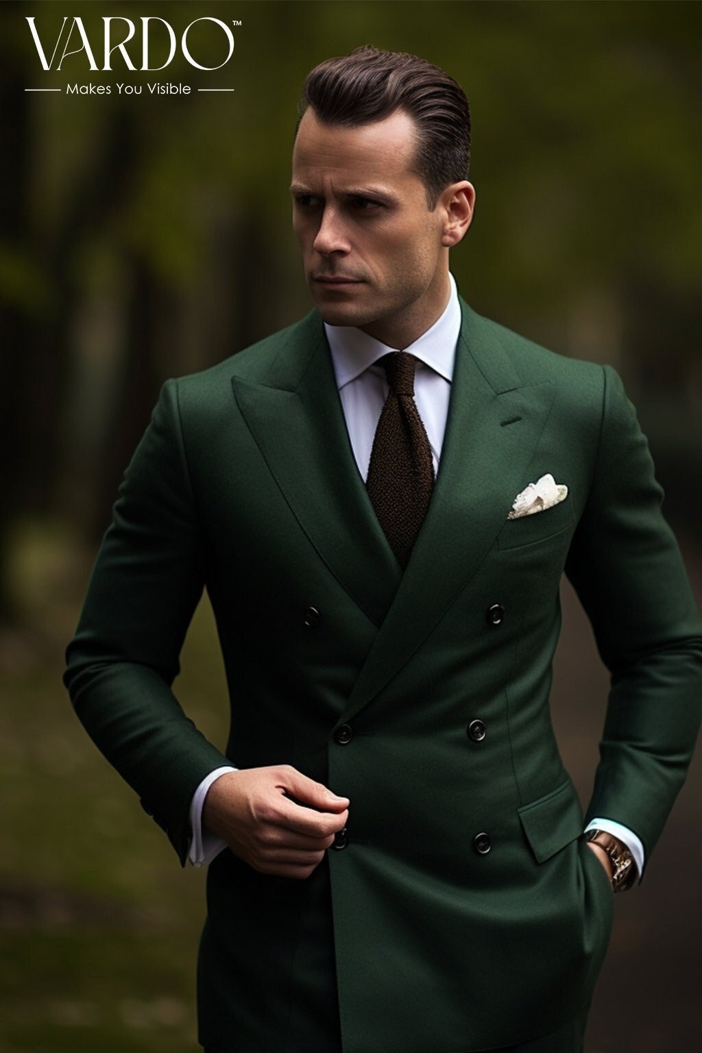 Classic Dark Green Double Breasted Suit | Men's Elegant
