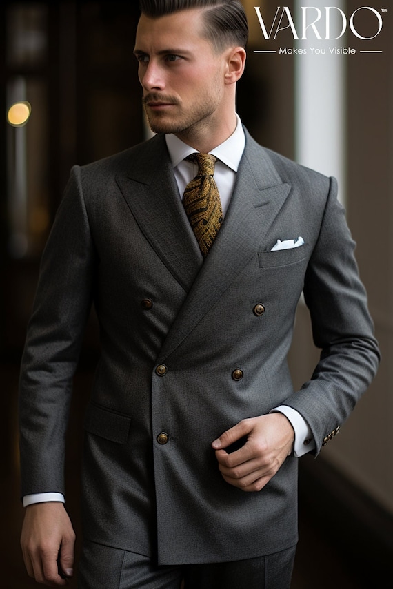 Dark double breasted suit hotsell