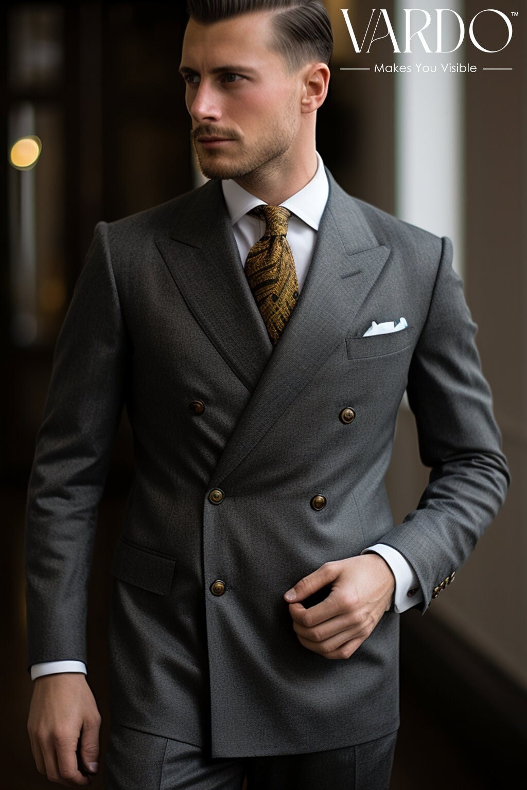 Eleganter Dunkelgrauer Zweireihiger Herrenanzug - Klassischer Stil, perfekte Passform - Maßanzug - The Rising Sun Store, Vardo