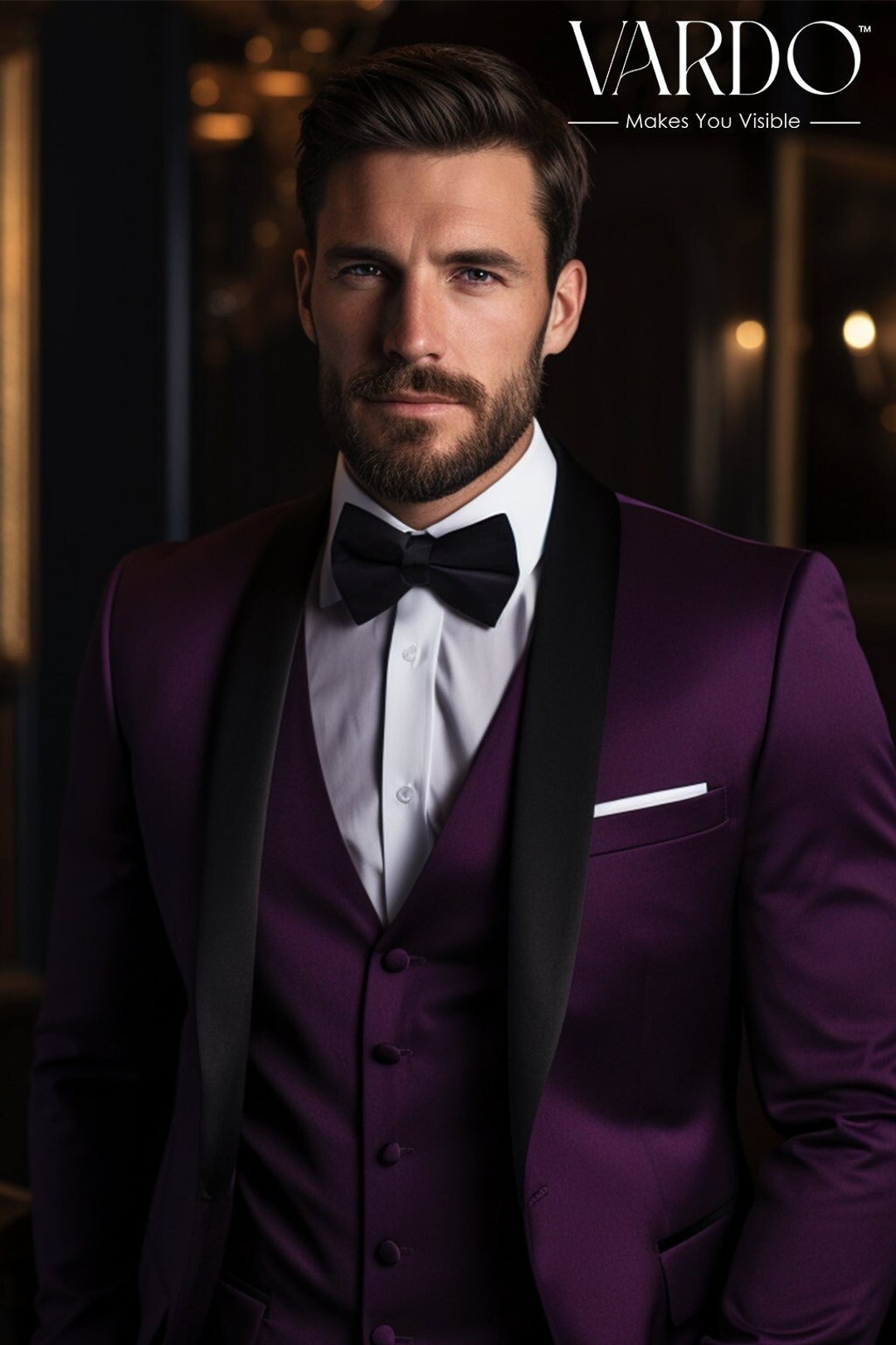 Stylish Formal Purple Tuxedo Suit for Men Formal Evening Wear Tailored ...