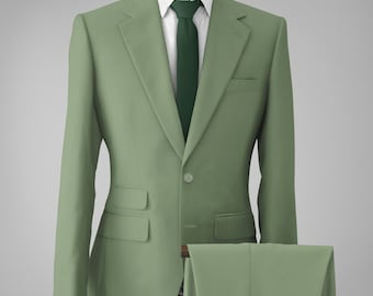 Sage Green Slim Fit 2-Piece Suit – Modern Wedding Groom Attire