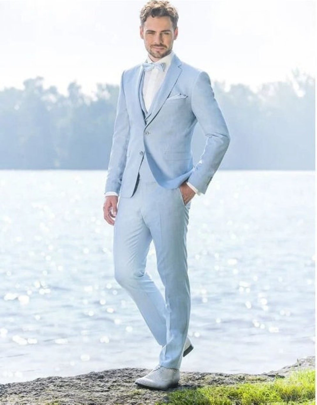 Men Suits Suits for Men Sky Blue Three Piece Wedding Suit - Etsy