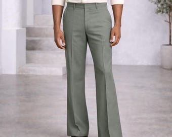 Sage Green Wide Leg Dress Pants – High Waist Tailored Trousers