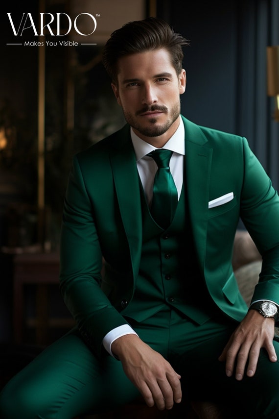 Mens green wedding suit best sale
