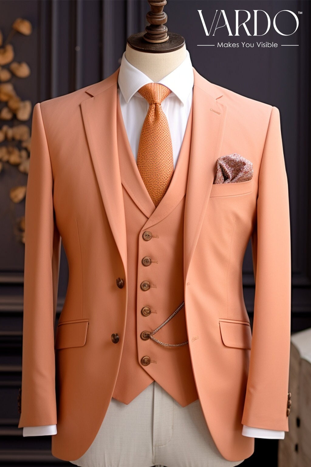 BURNT ORANGE 2 PIECE SLIM FIT SUIT – VARDO