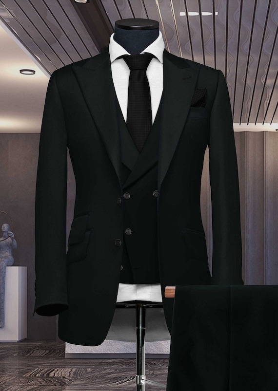Men’s Black 3 Piece Suit – Slim Fit Wedding and Formal Attire