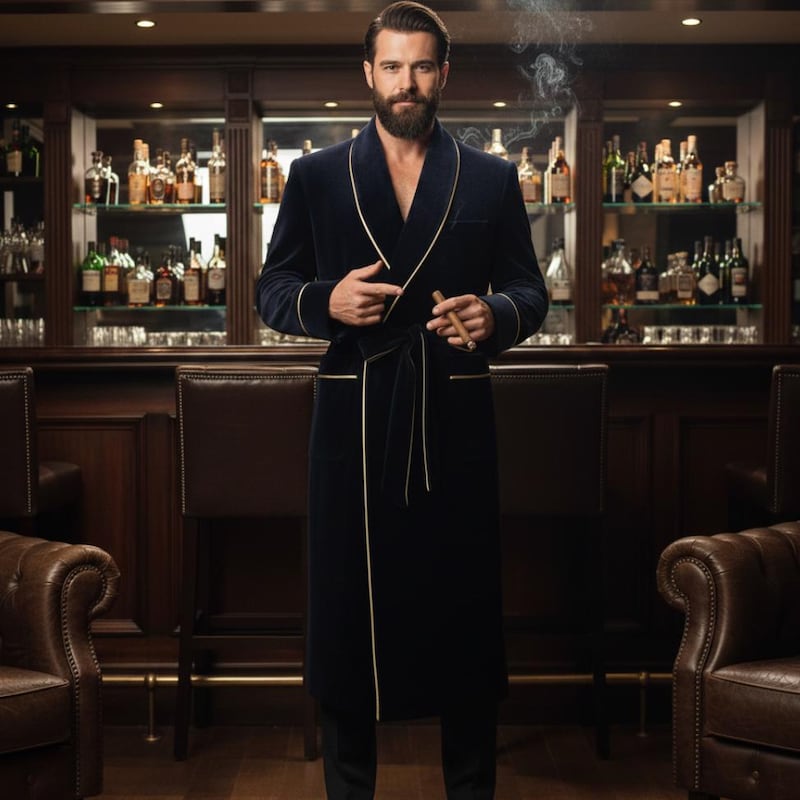 Men's Smoking Robe Velvet Smoking Robe - Etsy