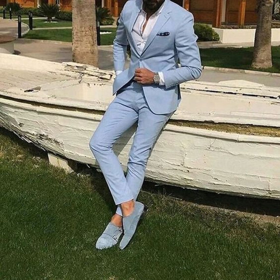 Men Suits 2 piece Sky Blue Suits For Men Slim fit Suits Two | Etsy