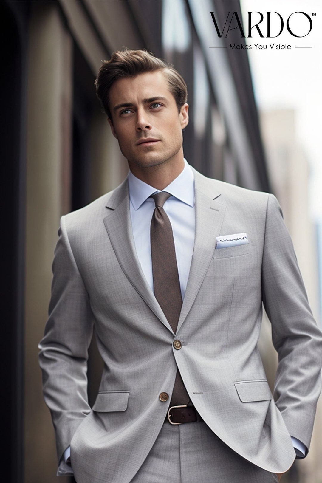 Grey colour suit for men discount