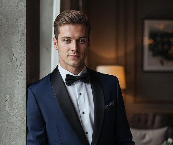 navy blue dress with black tuxedo Dresseswow Bespoke Party Navy Blue Prom Suit For Boy With Notch Lapel On Sale